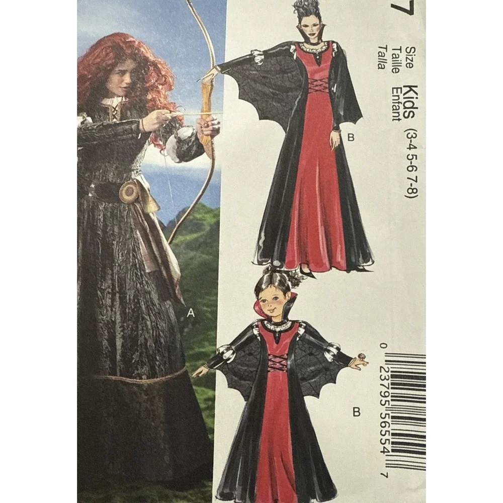 McCall's Costume Pattern 6817 Gothic Fantasy Vampire Cosplay Kids‎ 3T 4T 5 6 7 8